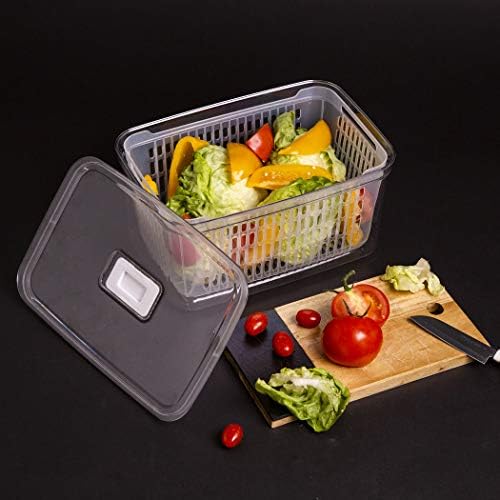 Produce Saver - 23.7 Cup/5.6L | Fridge Storage Containers for Fruits and Vegetables | Vegetable Storage with Adjustable Air Vent, Removable Basket | BPA-Free Fridge Organizers and Storage