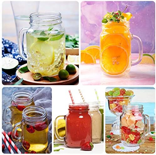8oz Mason Jar Mug with Handle and Golden Lids, Set of 12