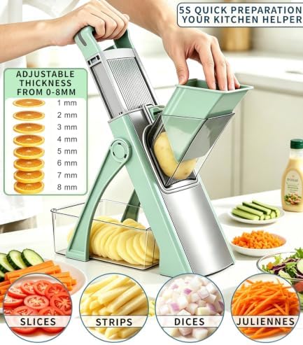 Safe Mandoline Slicer for Kitchen, Multi-Function Vegetable Chopper - Image 2