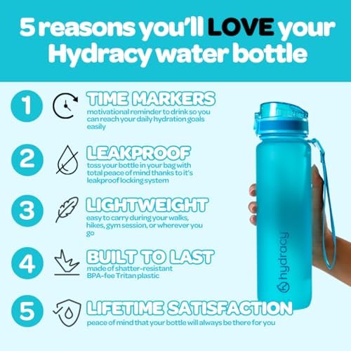 Motivational Water Bottle with Time Marker & Fruit Infuser 32 oz