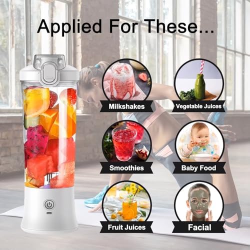 240W Portable Blender, 20oz USB Rechargeable Travel Blender with LED Display, Pulse & Modes, IPX7 Waterproof, BPA-Free,juice, Ice Crushing for Shakes, Smoothies, Sports & Outdoor【White】 - Image 2