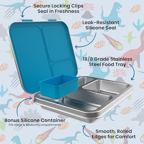 Kids Prints Stainless Steel Leak-Resistant 3-Compartment Lunch Box