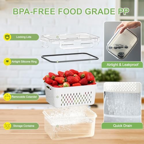 12 Pack Fruit Storage Containers for Fridge with Removable Colander