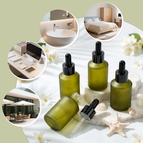 Segbeauty 2oz Small Frosted Glass Dropper Bottle, 2 Pack 60ml Green Travel Glass Eye Dropper Bottles for Essential Oils Bottles Empty, Mini Liquid Travel Containers Refillable with Transfer Tool - Image 5