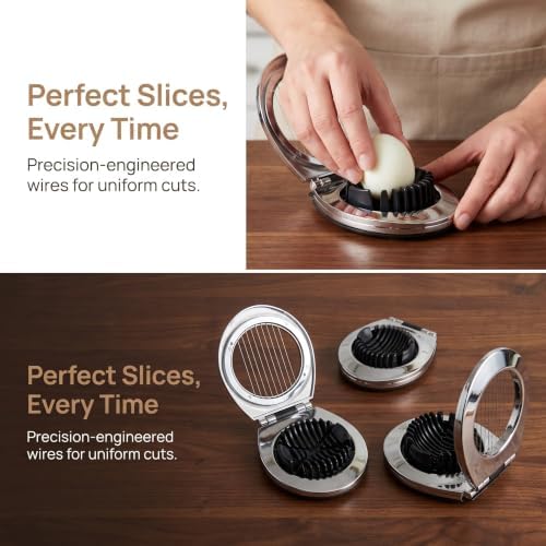 Professional Stainless Steel Egg Slicer - Heavy Duty Egg Cutter with Reinforced 304 Wires, 100% Dishwasher Safe, Rust-Proof Slicer for Boiled Eggs, Strawberries, and Mushrooms/Black - Image 2