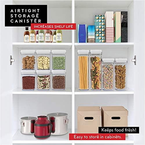 Airtight Food Storage Containers for Pantry With White Lids 1L - 6 Pack - Clear Plastic Air Tight Kitchen Containers Pantry Organization and Storage BPA-Free Keeps Food Fresh & Dry