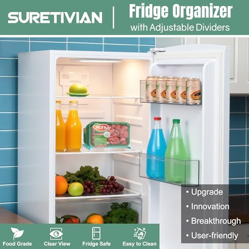 Freezer Organizer,12" Visible Fridge Organizer Rack with Removable Dividers