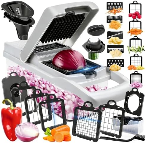 Multi 23-in-1 Pro Vegetable Chopper & Mandoline Slicer, 10 Blade-in-1 by HappinessExperienceinECLENYES