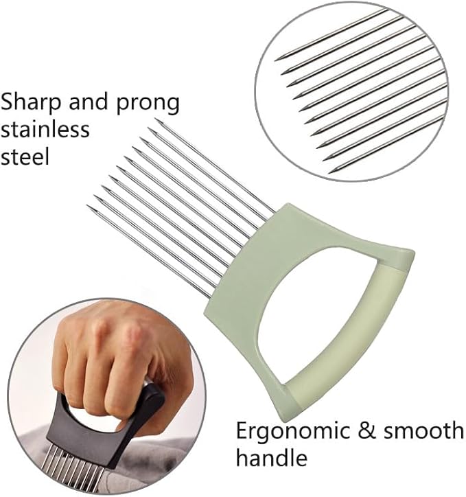 Onion Holder for Slicing, Lemon Slicer Cutter - Food Slicer, Vegetable Chopper Cutter Assistant Tool for Meat, Lemon, Potato, Tomato (Green, 1PCS)