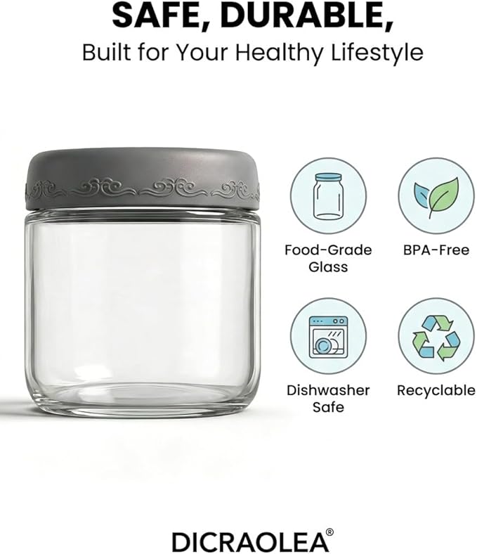 10oz 8Pack Glass Overnight Oats Jars Containers with Airtight Leakproof Lids, Reusable Mason Jars for Meal Prep, Yogurt Parfaits, Smoothies, Salads & Healthy Breakfasts(10oz-8Pack)