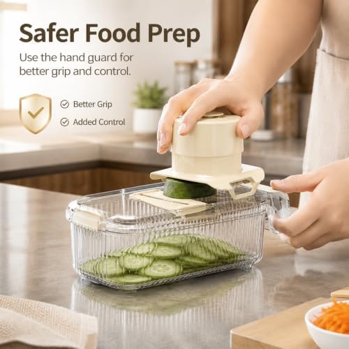 Mandoline Slicer, Vegetable Cutter, Container, Glove & Guard, 5-Blade - Image 5