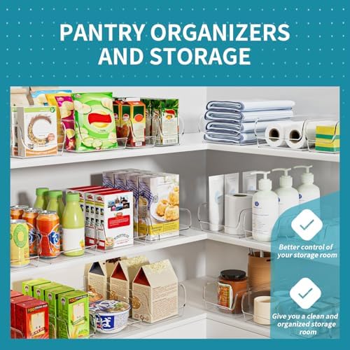 Set of 6 Clear Plastic Storage Bins - The Ultimate Pantry Organizers and Storage Solution for Kitchen, Cabinet, and Refrigerator Organization