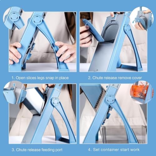 Blue Mandoline Slicer Vegetable Cutter, Adjustable 0.1-8mm - Image 6