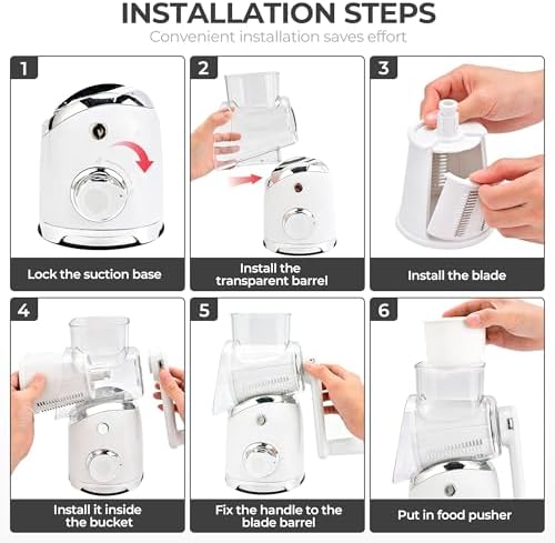 SUSTEAS Rotary Cheese Grater Hand Crank, Kitchen Shredder Vegetable Slicer - Image 3