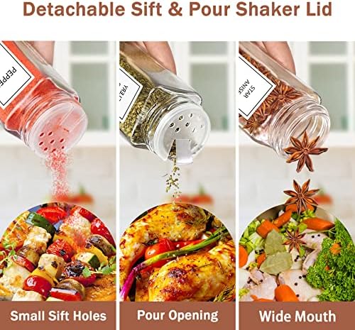 Spice Jars with Labels 36 Pcs 4 oz Glass Bamboo Lids Shaker Set