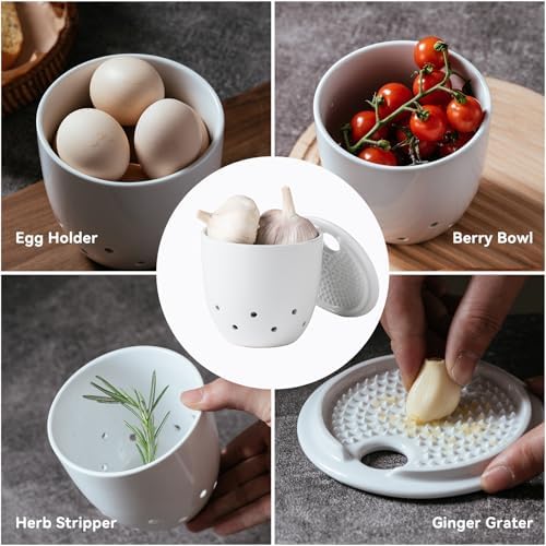 Garlic Storage, Garlic Container with Garlic Plate Grater