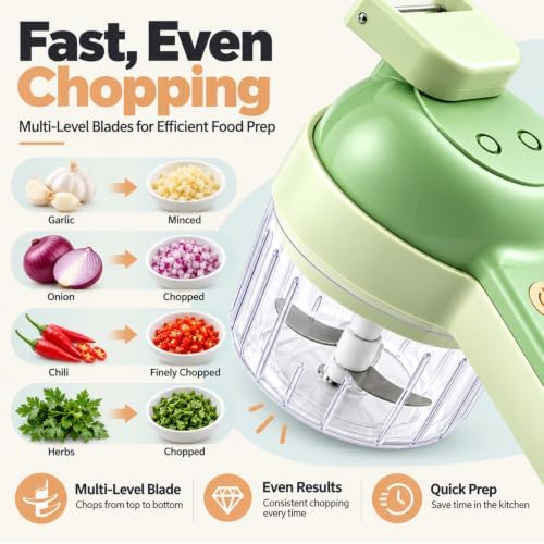 5-in-1 Wireless Electric Vegetable Chopper,Multi-Function Food Processor - Image 3