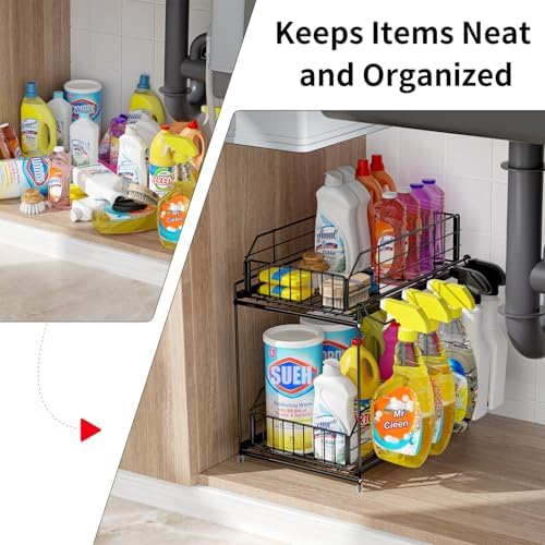 Under Sink Organizers and Storage 2 Pack, 2-Tier Pull Out