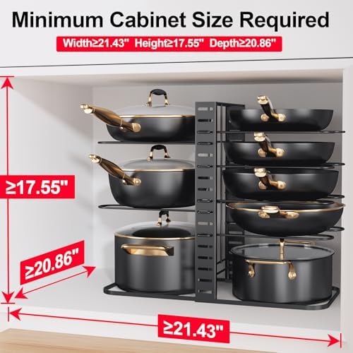 8-Tier Lightweight Pots and Pans Organizer under Cabinet, 14.55" H