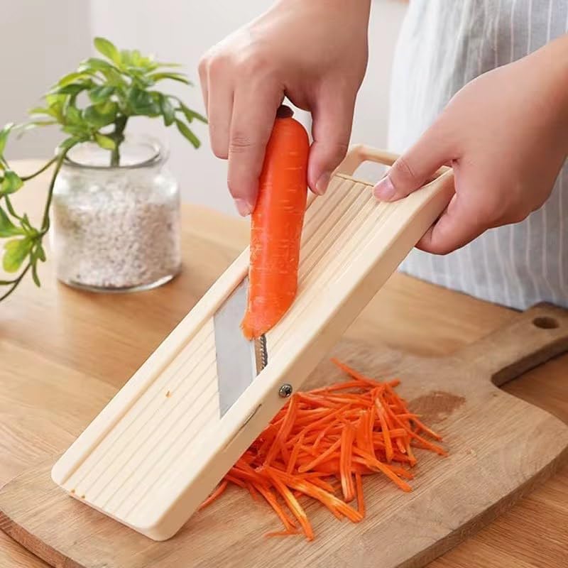 Japanese Mandoline Slicer for Kitchen, 5" Wide Stainless Steel Blade Mandolin Vegetable Cutter, Ivory - Image 2
