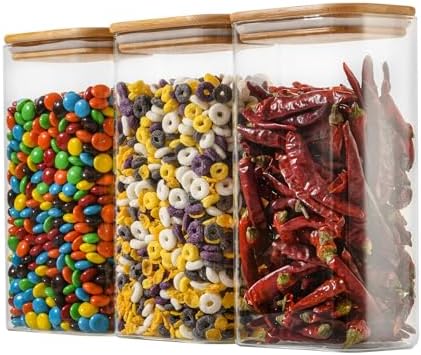 56oz/1.8Qt Rectangle Glass Storage Containers with Lids 3-Pack
