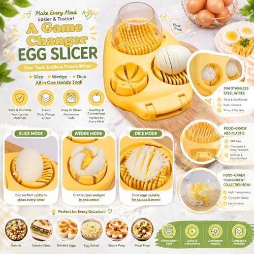 JAYVAR Egg Slicer for Hard Boiled Eggs with 3 Slice Modes for Egg Chopper - Image 2