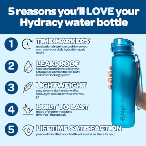 Motivational Water Bottle with Time Marker & Fruit Infuser 32 oz