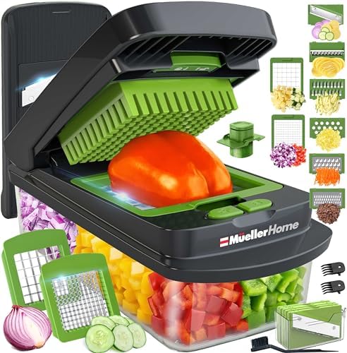 MUELLER HOME Pro-Series 10-in-1 Vegetable Chopper with Container, 8 Blade by Mueller