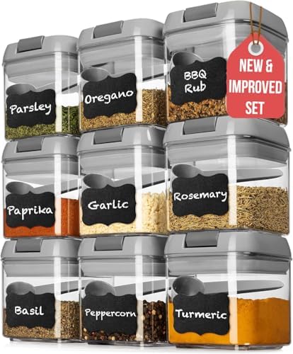 9PC (0.5L, 2.1 Cup, 17oz) Airtight Food Storage Containers + 9 Spoons