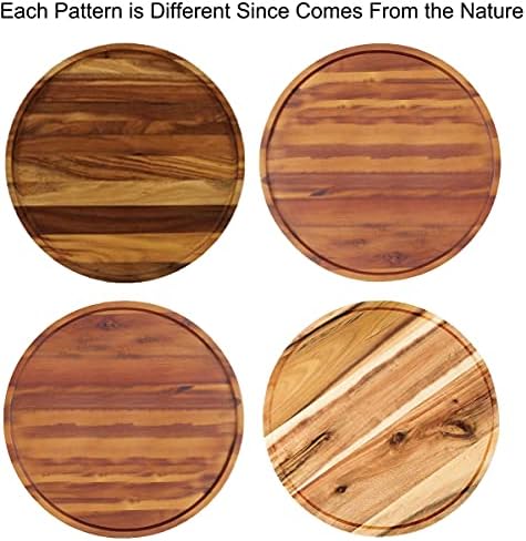 10" Two-Tier Acacia Wood Lazy Susan Organizer Kitchen Turntable for Cabinet Pantry Table Organization