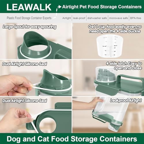Cat Dog Pet Food Storage Container Up to 5-7Lbs BPA-free-Dark Green