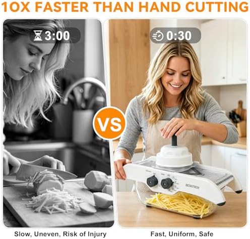 5-Speed Adjustable Mandoline Slicer Manual Veggie Cutter with Safety Guard - Image 5