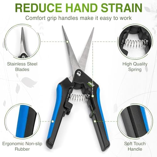 Hydroponic 2Pack Microtip Straight blade/Curved Blade Flower Leaf Trimmer Pruning Shears