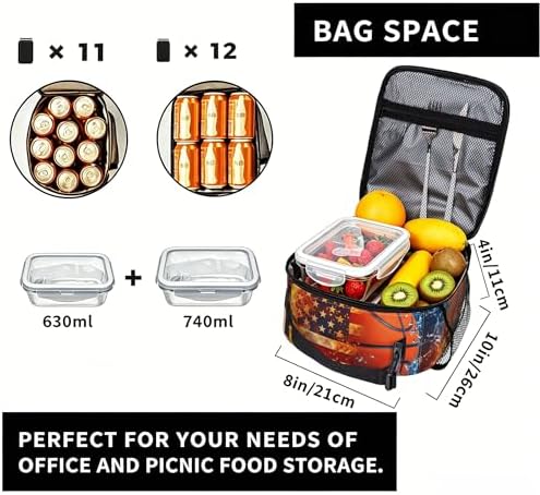Basketball Texture Lunch Box for Men and Women, Reusable To Go Bag for Work Outdoor Activities