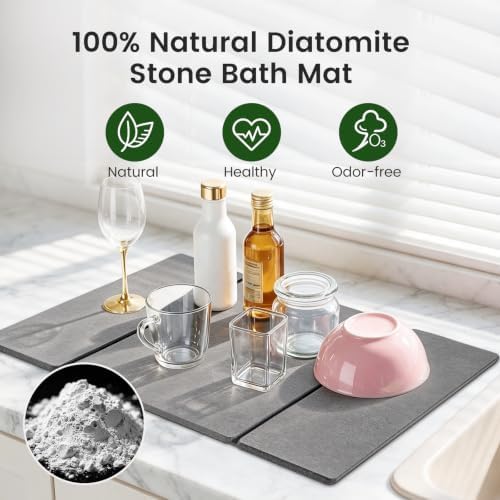Stone Drying Mat for Kitchen Counter, Quick Dry Stone Dish/Bath Mat 24"x16"
