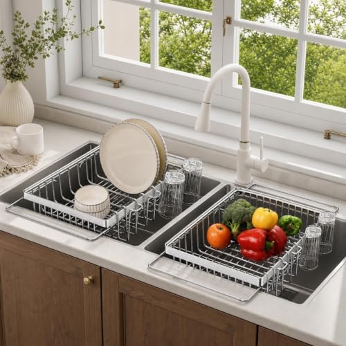 Dish Drying Rack, 2 Pack Dish Drainer with Cup Holder