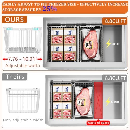 Large Freezer Organizer Bins for 5 to 9 Cu.Ft,4Pack, Leak-Proof Bottom
