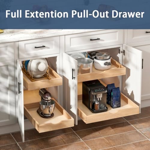 Pull Out Cabinet Drawers - 6x2 Size Options (12-23'W,18-21'D), Pre-Assembled with Soft Close Slides, Solid Beechwood, Easy Installation (14'W x 21'D)