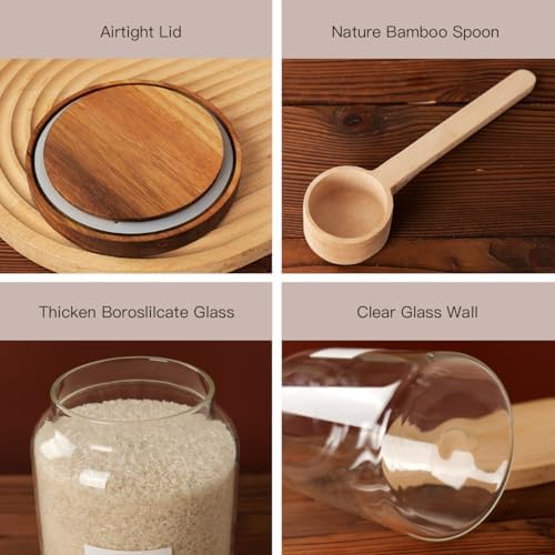 2 PCS Large Glass Jar with Airtight Lid, Glass Food Storage Jars for Tea,Spice,Cereal, Egg,Flour,Coffee and More(1 gallon/4000 ml)