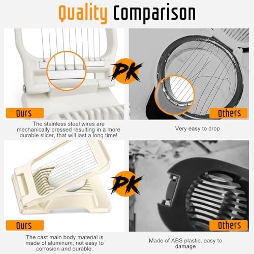 Multipurpose Heavy Duty Aluminium Egg Slicer, Stainless Steel Wire, White - Image 3