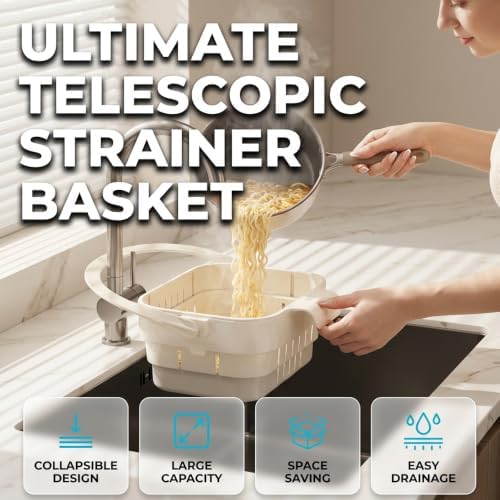 Foldable Hanging Kitchen Sink Drain Basket, 2027 New Cactus Kitchen Sink Strainer Basket, Sink Strainer Basket, Multifunctional Foldable Hanging Colander, Space Saving Food Strainer (White)