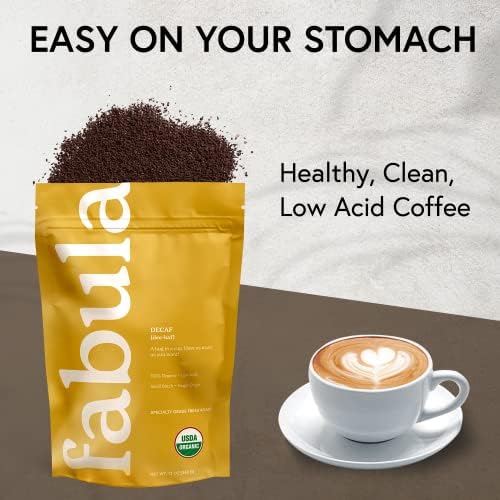 Low Acid Decaf Coffee Ground, USDA Organic Coffee Medium Roast - Single Origin - Non-GMO - No Molds - Mycotoxins Pesticides Free Coffee - 12 Oz