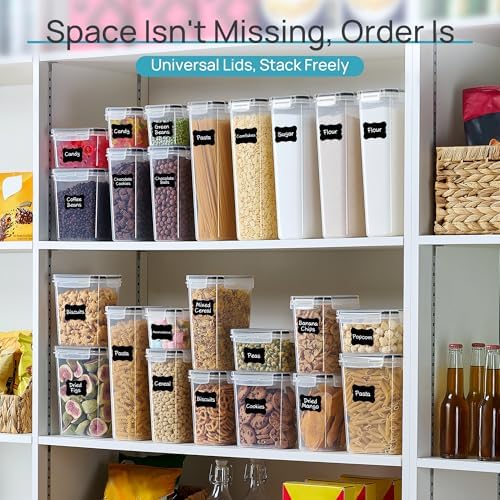 Airtight Food Storage Containers with Lids, 24 pcs, Black
