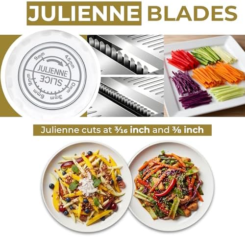 Gramercy Mandoline Slicer for Kitchen with 12 Slice Settings, White Edition