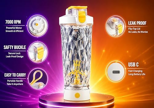 24 OZ Electric Protein Shaker Bottle, Rechargeable Mixer Cup with 7000 RPM Motor, Leak Proof BPAFree-Triton Sports Nutrition Bottle,Gym pre workout Shaker