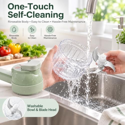 5-in-1 Wireless Electric Vegetable Chopper, Multi-Function Food Processor (Green) - Image 6