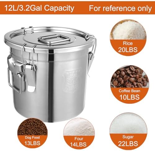 304 Stainless Steel Airtight Container 3.2Gal/405oz,Holds 20Lbs Rice
