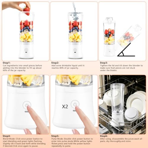 CC Store Portable Blender 20 Oz with USB-C Rechargeable Design,LED Light - Image 6