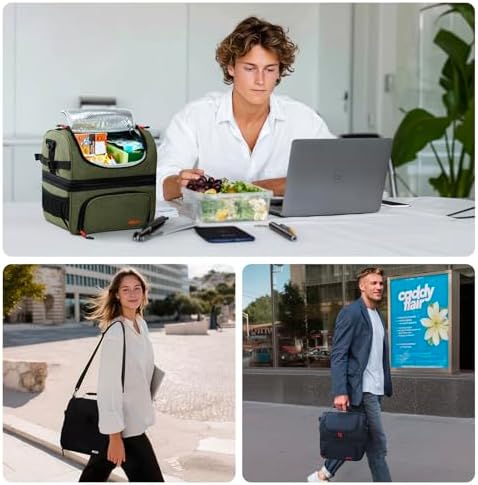 Lunch Box for Men Dual Compartment Adult Lunch Bag for Work, Dark Blue