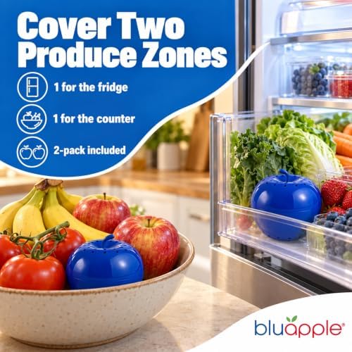 Produce Saver Ethylene Gas Absorber - Fresh Fruit & Vegetable Storage for Refrigerator Crisper, Shelves & Fruit Bowls, Produce Keeper, Fruit Saver, Kitchen Must Haves, BPA-Free - 2-Pack